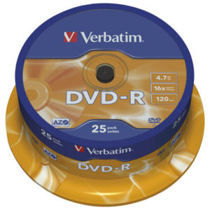 DVD-R 16x spindl Mat Silver Verbatim