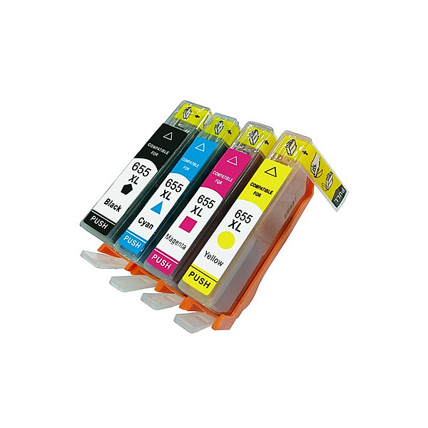 Set tinti: 2x655BK, 2x655 C/M/Y Zamjenska tinta Proizvođač / Brand: HP Boja: Crna/Plava/Ljubičasta/Žuta - Black/Cyan/Magenta/Yellow (K/C/M/Y) Tinte u spremniku: 2x655BK - 24ml, 2x655 C/M/Y - 15ml Kapacitet (5% pokrivenost): - str. OEM oznaka tinte: CZ110AE, CZ111AE, CZ112AE, CZ109AE, HP-655, HP655 C/M/Y